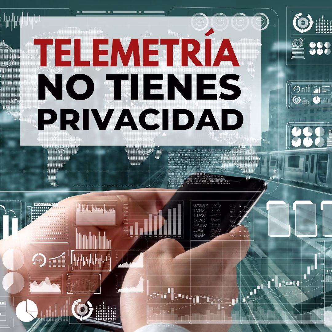 metricas analizadas de un movil, con la frase: telemetria no tienes privacidad