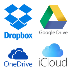 logos de competencia como drive, one, icloud, dropbox
